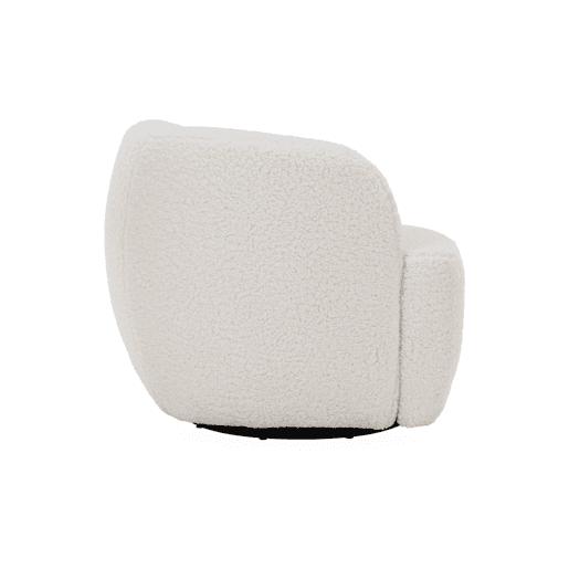 Poltrona giratória 360º de metal e boucle, Laya, Creme, 79.5x77.5x67 cm