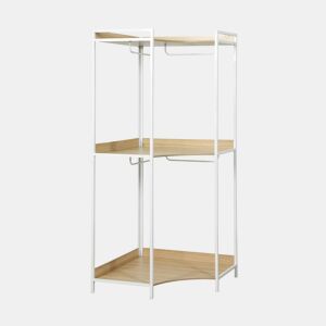 Módulo de roupeiro de canto com 4 roupeiros e 2 prateleiras, Clever, Branco, 80x80x190 cm