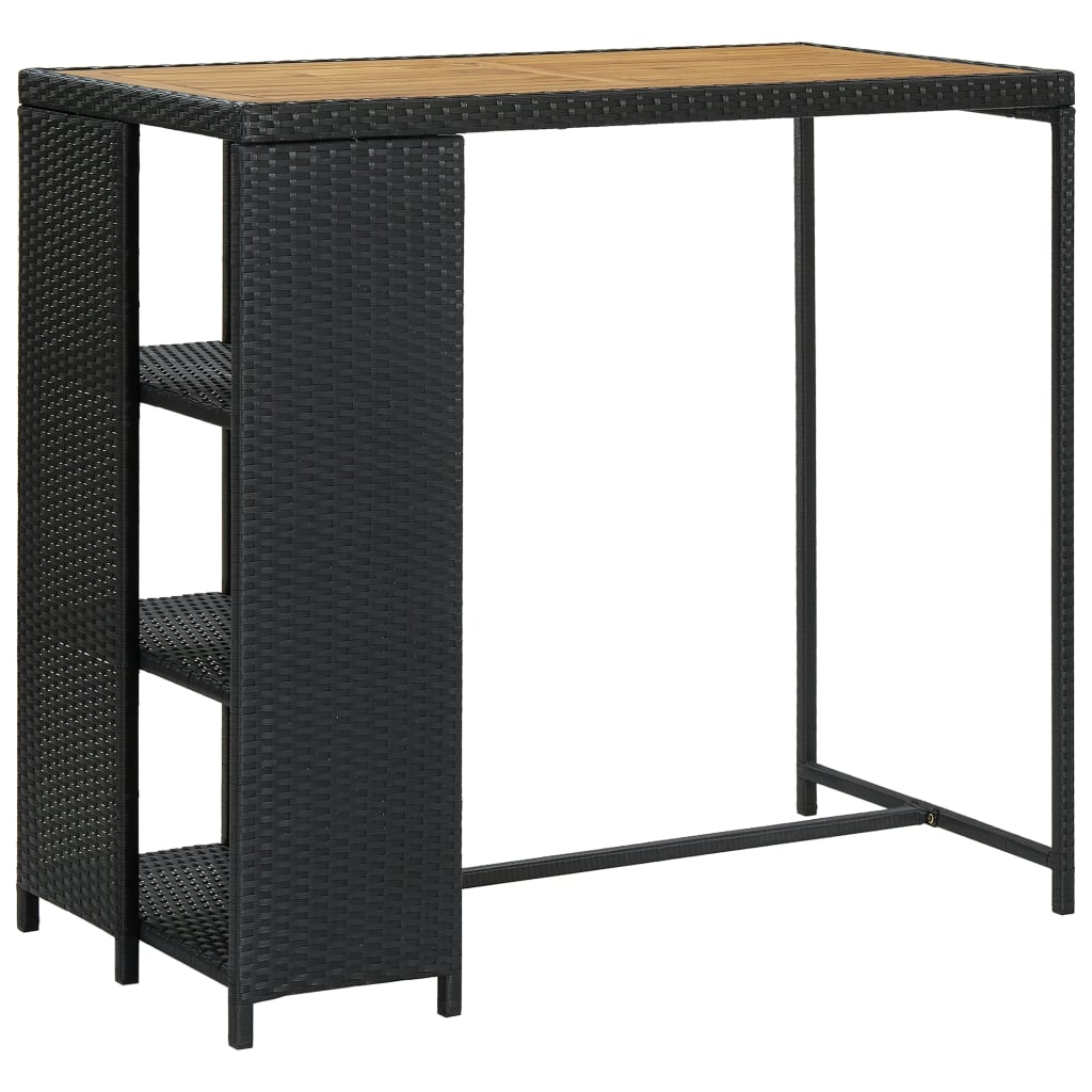 Vidaxl mesa bar estante almacenaje 120x60x110 cm ratán sintético negro