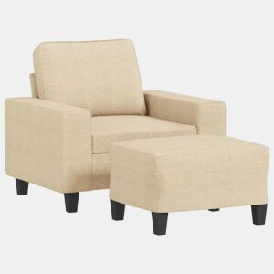 vidaXL Poltrona com apoio de pés 60 cm tecido cor creme