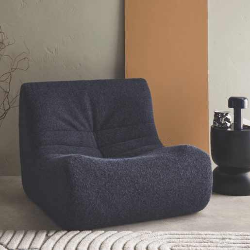 Módulo de sofá modular em tecido de efeito alpaca, 1 lugar, Sokol alpaca, Azul escuro, 105x91x72 cm