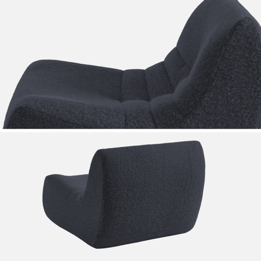 Módulo de sofá modular em tecido de efeito alpaca, 1 lugar, Sokol alpaca, Azul escuro, 105x91x72 cm