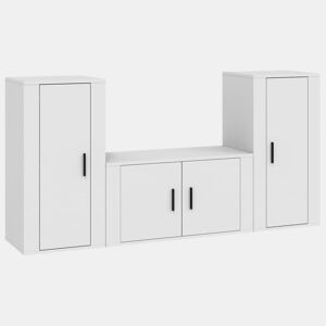 Conjunto móveis de TV - Armários TV 3 pcs madeira processada branco