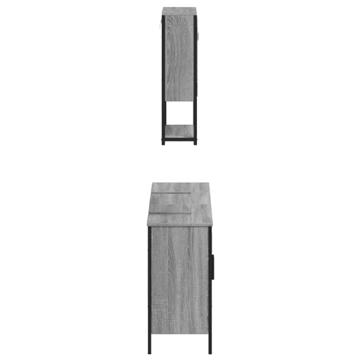 vidaXL 3 pcs Conjunto móveis casa de banho madeira proc. cinza sonoma