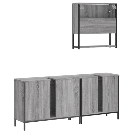 vidaXL 3 pcs Conjunto móveis casa de banho madeira proc. cinza sonoma