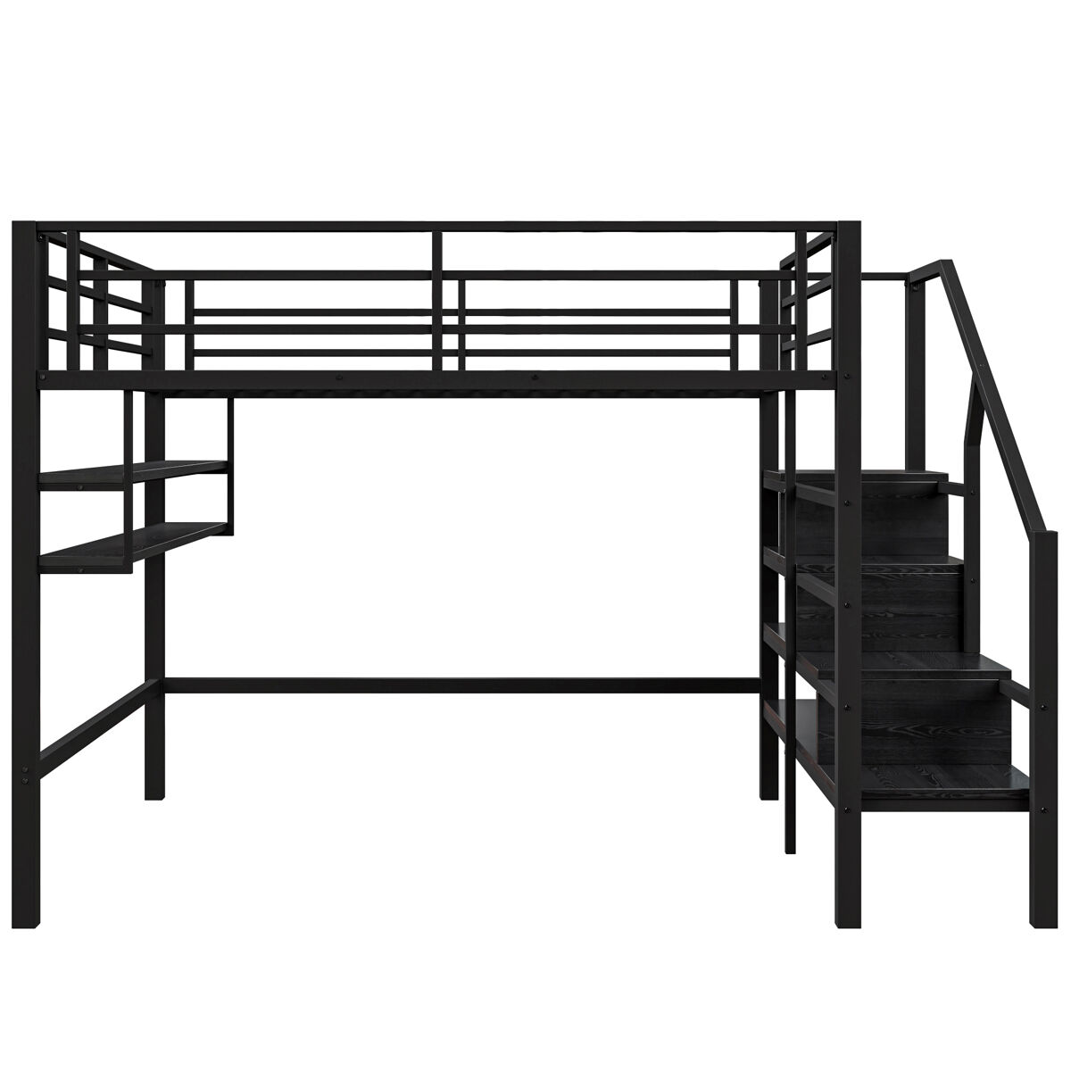 Cama alta para niños 145x255 Negro