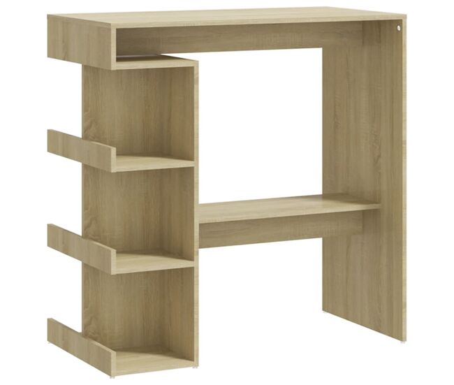 Vidaxl mesa bar estante almacenaje contrachapada roble 100x50x101,5 cm