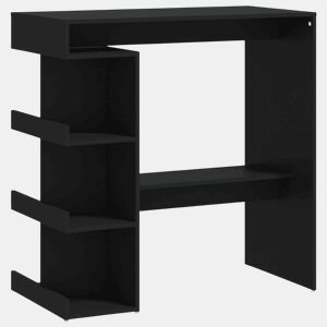 vidaXL Mesa de bar c prateleiras derivados de madeira preto