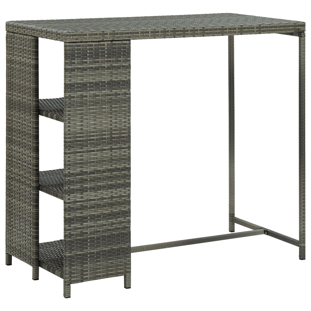 Vidaxl mesa bar estante almacenaje 120x60x110cm ratán sintético gris