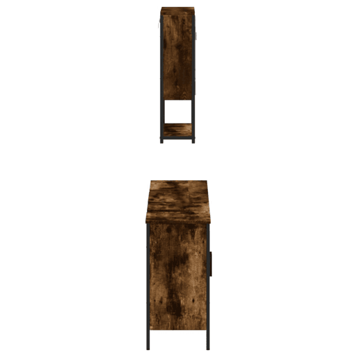 vidaXL 3 pcs conjunto de móveis WC madeira processada carvalho fumado