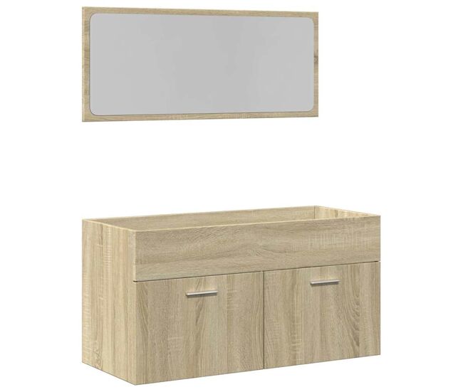 Vidaxl set de muebles de baño 2 pzas madera contrachapada roble sonoma