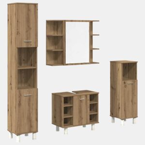 vidaXL 4 pcs móveis de casa de banho deriv. madeira carvalho artisiano