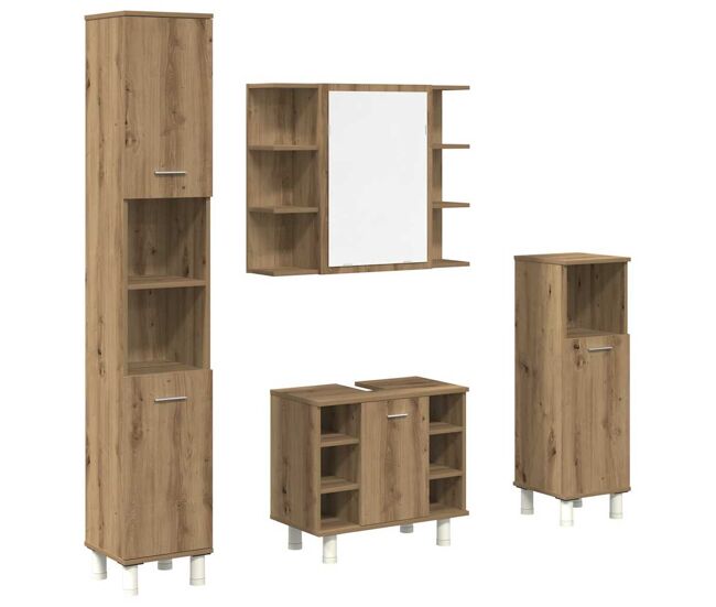 Vidaxl juego de muebles baño 4 piezas madera ingeniería roble artisan