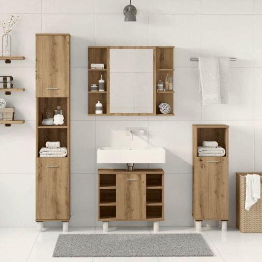 vidaXL 4 pcs móveis de casa de banho deriv. madeira carvalho artisiano