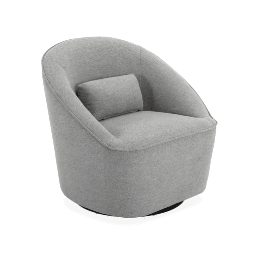 Poltrona giratória 360º com almofada, tecido, Lana, Cinza Claro, 80x73x77 cm