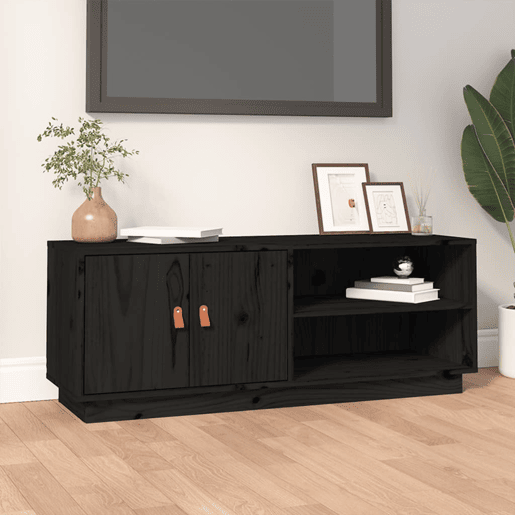 Móvel de TV - Modulo de TV - Armário de TV 105x34x40 cm madeira de pinho maciça preto