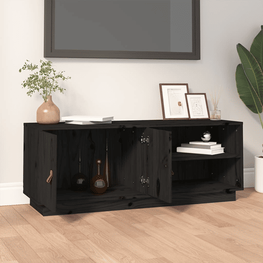 Móvel de TV - Modulo de TV - Armário de TV 105x34x40 cm madeira de pinho maciça preto