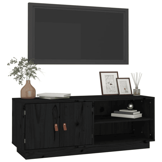 Móvel de TV - Modulo de TV - Armário de TV 105x34x40 cm madeira de pinho maciça preto