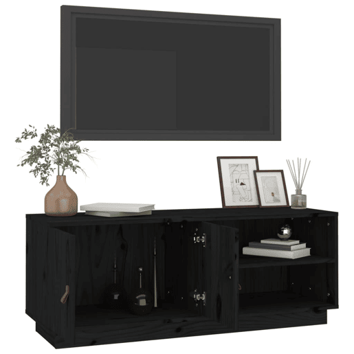 Móvel de TV - Modulo de TV - Armário de TV 105x34x40 cm madeira de pinho maciça preto