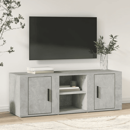 Móvel p TV, Armário de TV 100x31,5x35 cm derivados madeira cinzento cimento