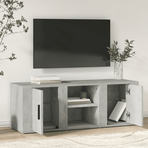 Móvel p TV, Armário de TV 100x31,5x35 cm derivados madeira cinzento cimento