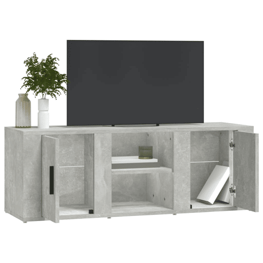 Móvel p TV, Armário de TV 100x31,5x35 cm derivados madeira cinzento cimento