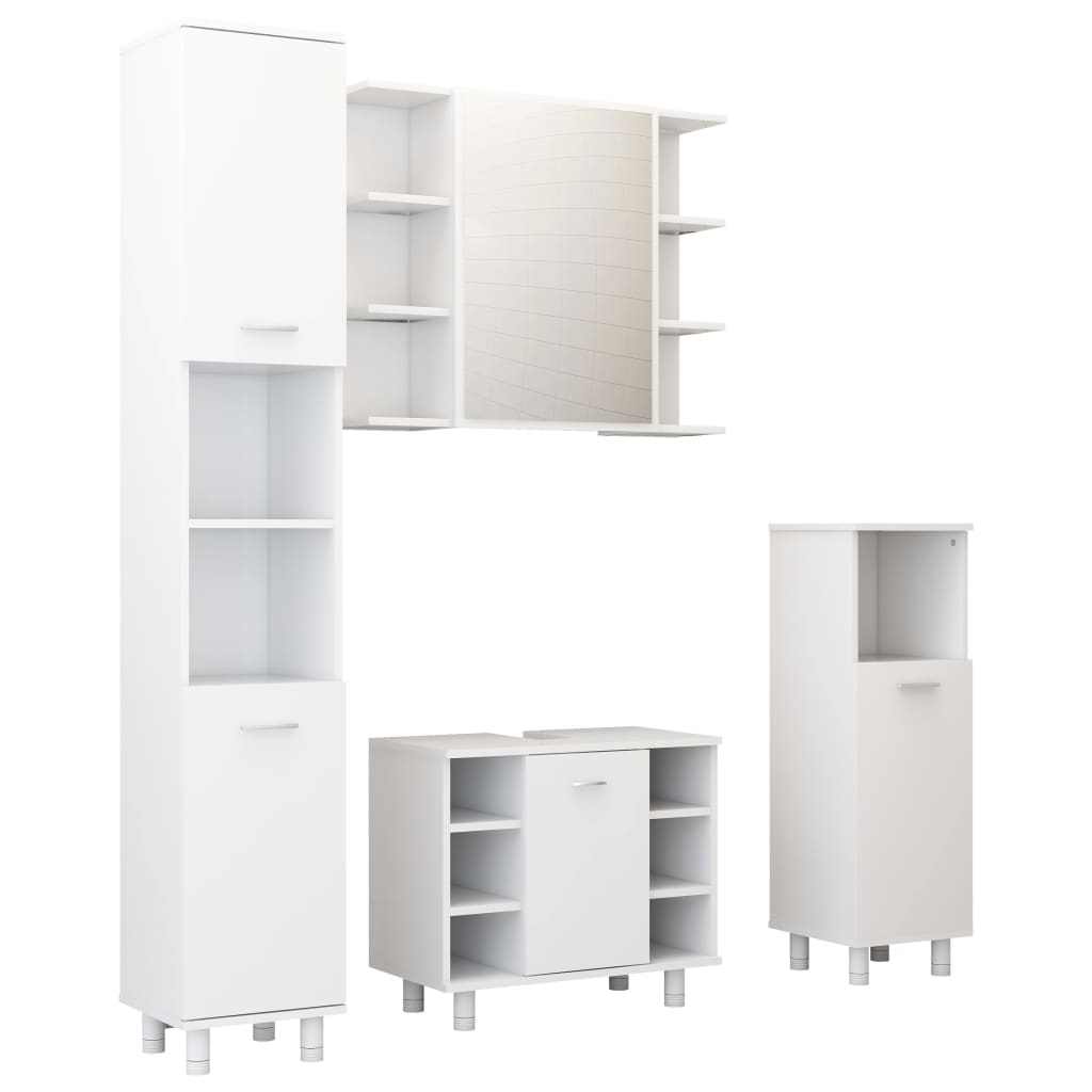 Vidaxl juego de muebles de baño 4 pzas madera de ingeniería blanco
