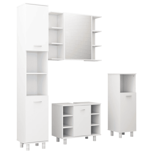 vidaXL 4 pcs conjunto de móveis de casa de banho contraplacado branco
