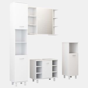 vidaXL 4 pcs conjunto de móveis de casa de banho contraplacado branco