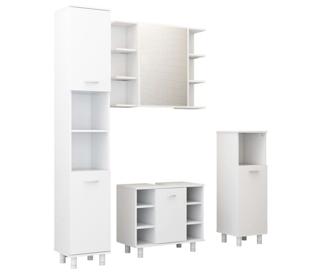 Vidaxl juego de muebles de baño 4 pzas madera de ingeniería blanco