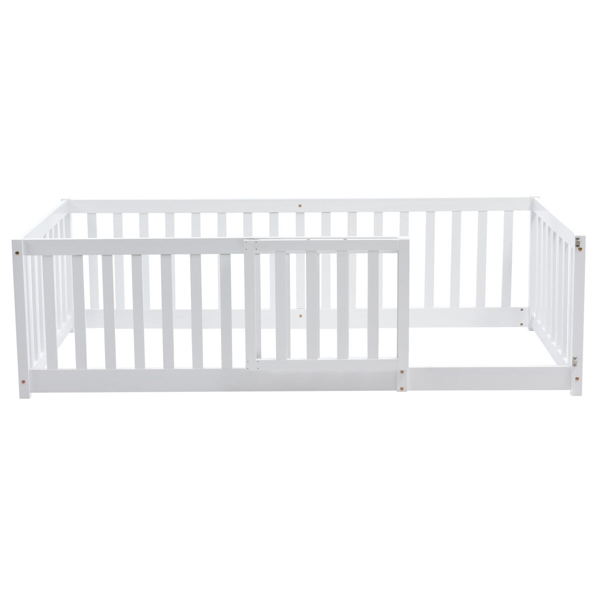 cama infantil 90x200cm de madera maciza con barrera de seguridad - blanco