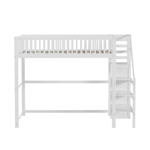 Cama mezzanine em madeira 140x200cm - com roupeiro - Branco