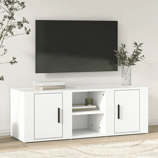 Móvel p TV, Armário de TV 100x31,5x35 cm derivados de madeira branco