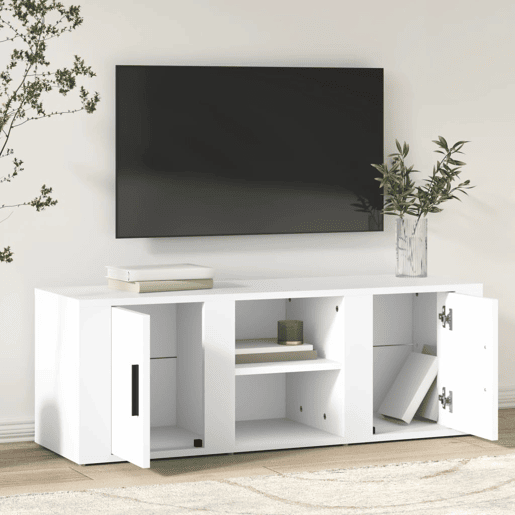 Móvel p TV, Armário de TV 100x31,5x35 cm derivados de madeira branco