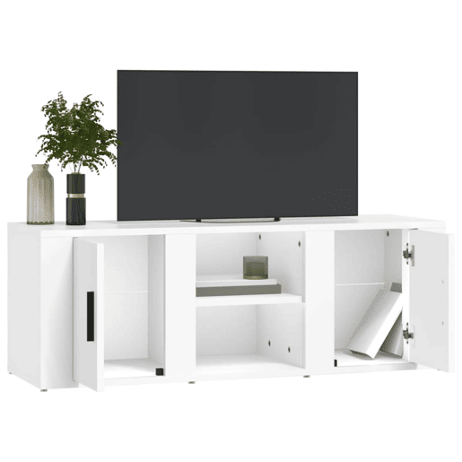 Móvel p TV, Armário de TV 100x31,5x35 cm derivados de madeira branco