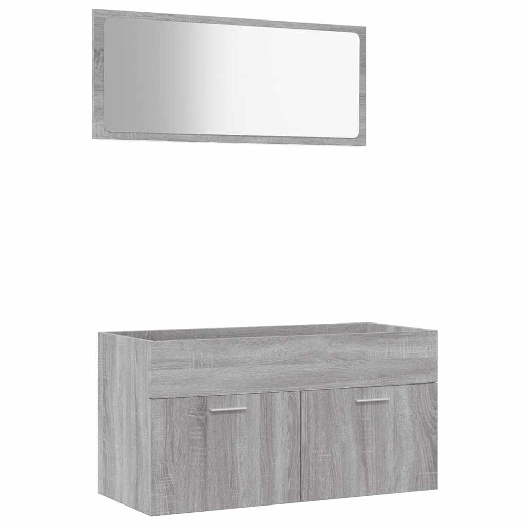 Vidaxl set de muebles de baño 2 pzas madera contrachapada gris sonoma