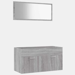 vidaXL 2 pcs conjunto móveis WC derivados de madeira sonoma cinza