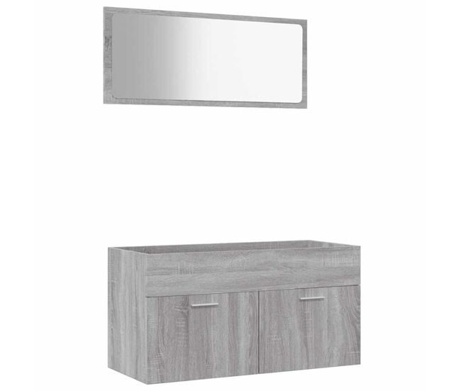 Vidaxl set de muebles de baño 2 pzas madera contrachapada gris sonoma