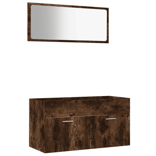 vidaXL 2 pcs conj. móveis casa de banho derivados madeira cor fumado