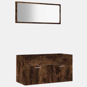 vidaXL 2 pcs conj. móveis casa de banho derivados madeira cor fumado