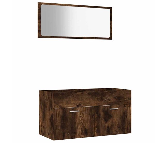 Vidaxl set de muebles baño 2 pzas madera contrachapada roble ahumado