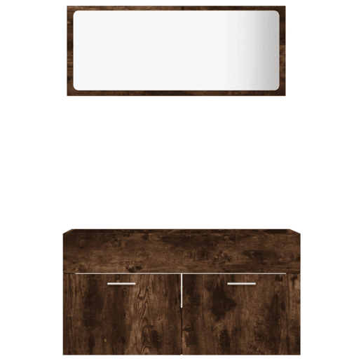 vidaXL 2 pcs conj. móveis casa de banho derivados madeira cor fumado