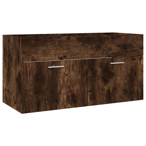 vidaXL 2 pcs conj. móveis casa de banho derivados madeira cor fumado