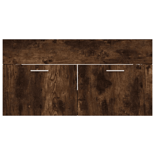 vidaXL 2 pcs conj. móveis casa de banho derivados madeira cor fumado