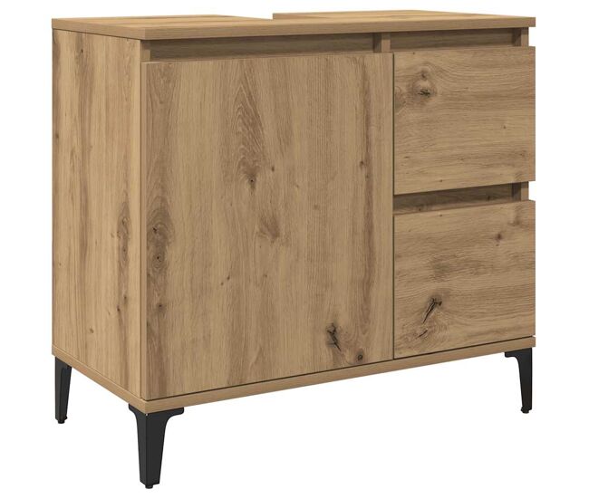 Vidaxl armario lavabo baño madera ingeniería roble artisan 65x33x60 cm