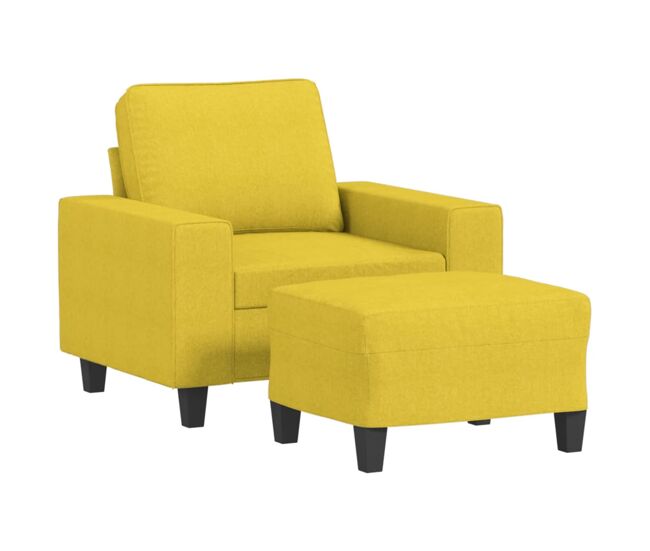 Vidaxl sillón con taburete tela amarillo claro 60 cm