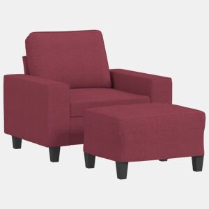 vidaXL Poltrona com apoio de pés 60 cm tecido vermelho tinto