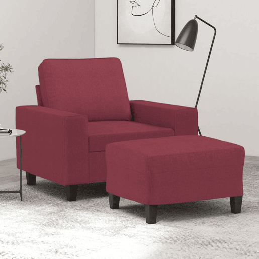 vidaXL Poltrona com apoio de pés 60 cm tecido vermelho tinto vidaXL Poltrona com apoio de pés 60 cm tecido vermelho tinto