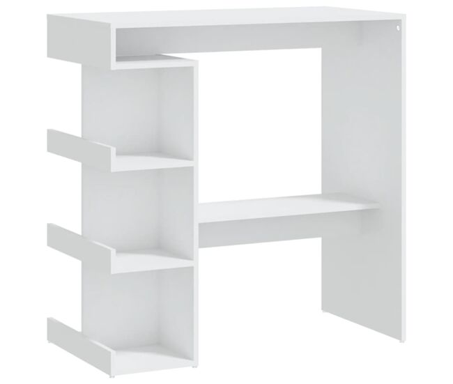 Vidaxl mesa bar estante almacenaje contrachapada blanco 100x50x101,5cm