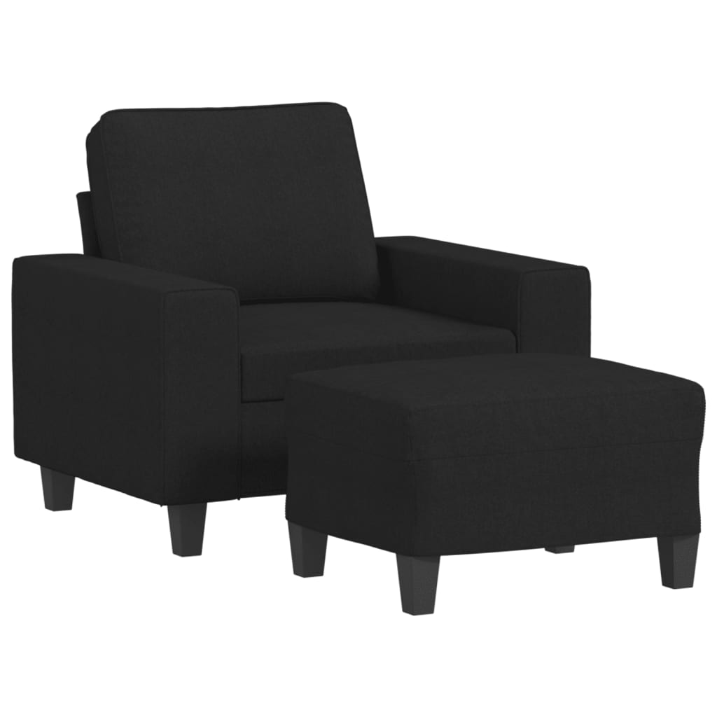 Vidaxl sillón con taburete tela negro 60 cm